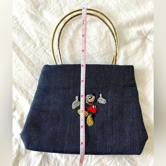 Mickey Mouse Embroidered Denim Zip Bag Purse Disney Comic - Picture 4 of 5